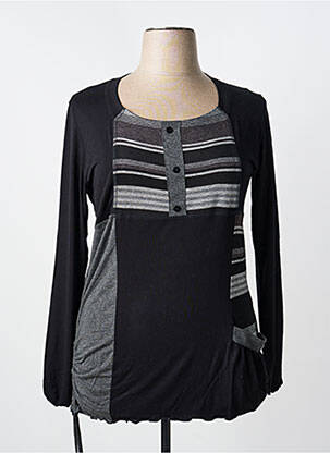 Top imprimé fantaisie manches longues noir KATMAI femme