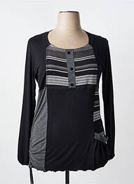 Top imprimé fantaisie manches longues noir KATMAI femme