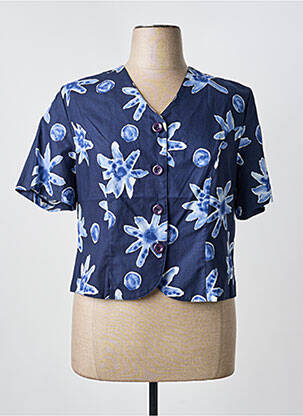 Chemisier imprimé fantaisie manches courtes bleu JEAN GIRARD femme