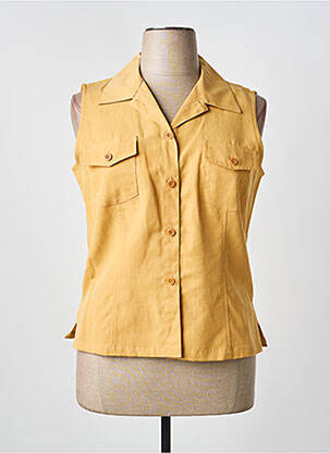 Chemisier coupe cintrée sans manche jaune FEDORA femme