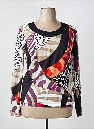 Top imprimé fantaisie manches longues noir KATMAI femme
