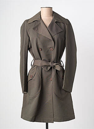Trench tissage popeline sans capuche vert MITSOUKI femme