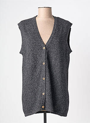 Gilet sans manche maille tricot gris FINETTE femme