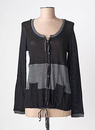 Gilet manches longues col rond noir YERSE femme