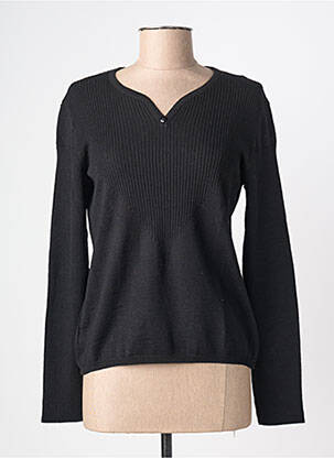 Pull coupe cintrée manches longues noir KATMAI femme