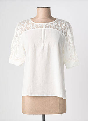 Top tissage crêpe manches courtes blanc BLACK M femme