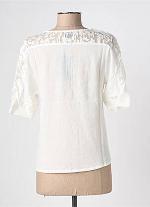 Top tissage crêpe manches courtes blanc BLACK M femme