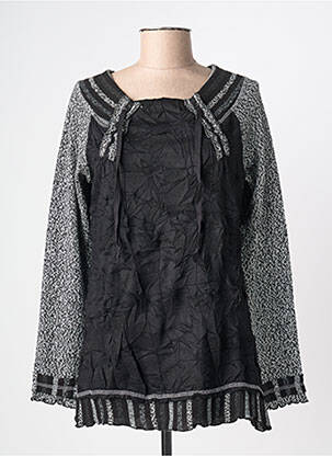 Pull tissage chiné manches longues gris KATMAI femme