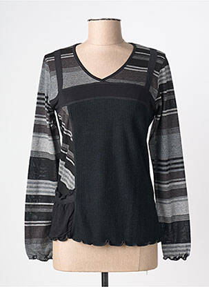 Pull col v manches longues noir KATMAI femme