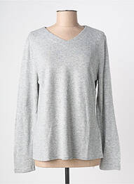 Pull tissage chiné manches longues gris NINATI femme