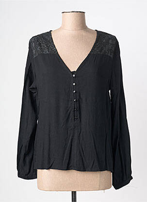 Blouse poignets boutonnés avec fente manches longues noir LA P'TITE ETOILE femme