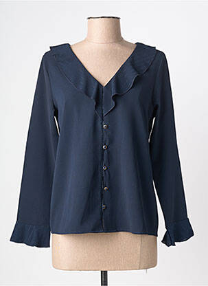 Chemisier coupe cintrée manches longues bleu LA P'TITE ETOILE femme