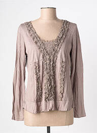 Top tissage jersey manches longues marron KATMAI femme