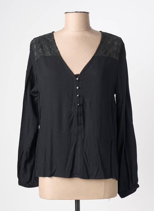 Blouse poignets boutonnés avec fente manches longues noir LA PETITE ETOILE femme