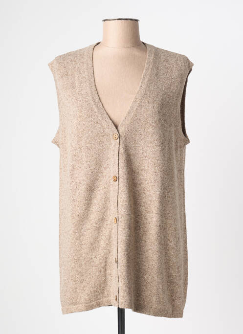 Gilet sans manche maille tricot marron FINETTE femme