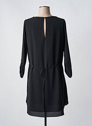 Robe mi-longue coupe fluide manches longues noir AN' GE femme