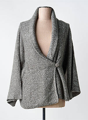 Gilet manches longues col châle vert LEWINGER femme