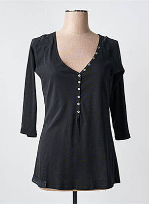 T-shirt col v manches 3/4 noir YERSE femme