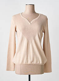 Pull coupe cintrée manches longues beige KATMAI femme