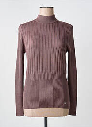 Pull stretch manches longues marron KATMAI femme