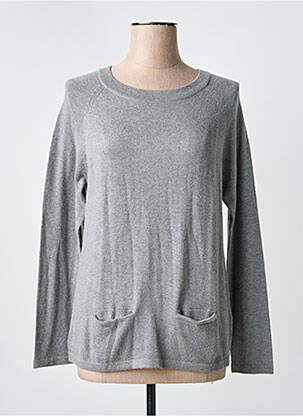 Pull tissage chiné manches longues gris MD'M femme
