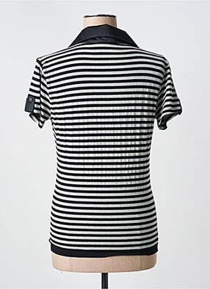 Polo imprimé rayures manches courtes noir PAUL BRIAL femme