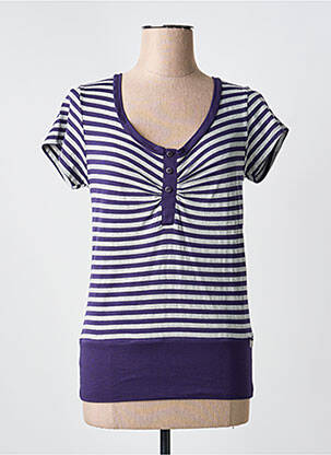T-shirt col v manches courtes bleu PAUL BRIAL femme