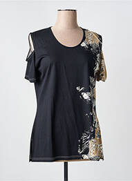 T-shirt stretch manches courtes noir CLAUDE DE SAIVRE femme