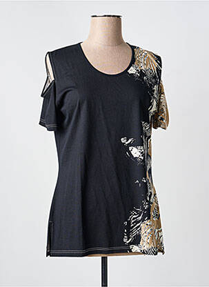 T-shirt stretch manches courtes noir CLAUDE DE SAIVRE femme