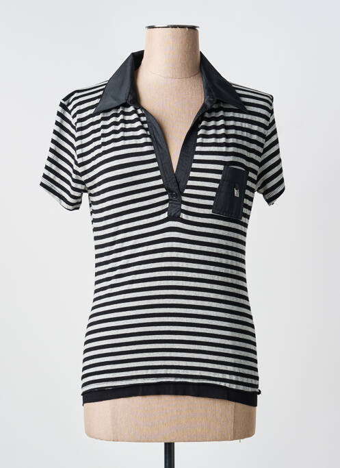 Polo imprimé rayures manches courtes noir PAUL BRIAL femme