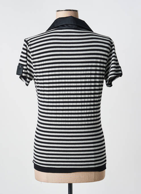 Polo imprimé rayures manches courtes noir PAUL BRIAL femme