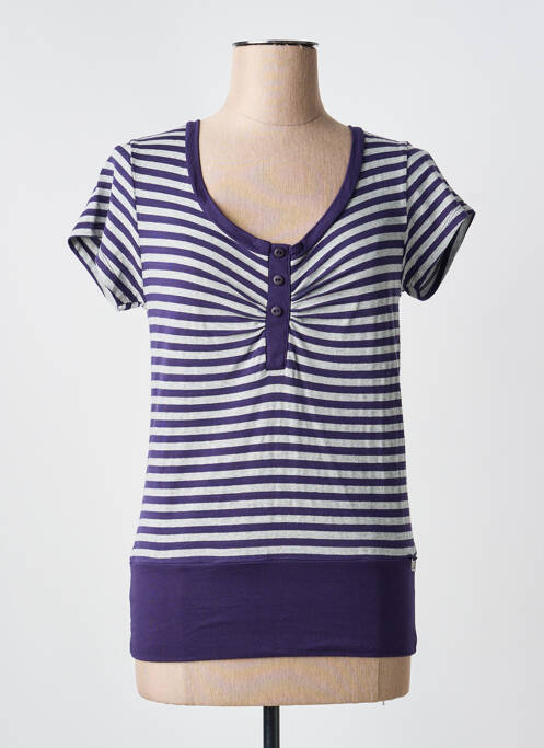 T-shirt col v manches courtes bleu PAUL BRIAL femme