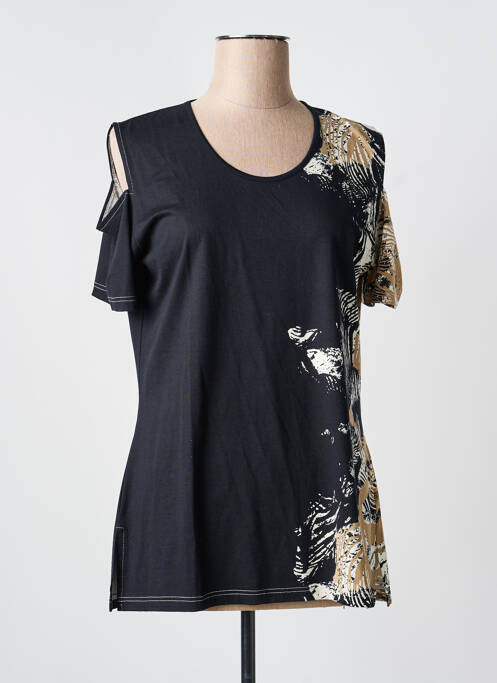 T-shirt stretch manches courtes noir CLAUDE DE SAIVRE femme