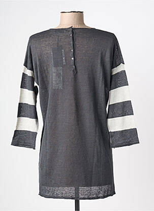 Pull tunique maille souple et aérée manches 3/4 gris GIULIA B. femme