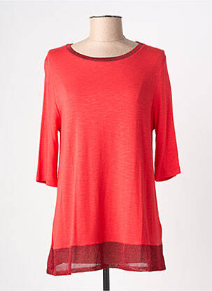 Pull tunique stretch manches 3/4 rouge AN' GE femme