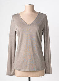 Pull tissage chiné manches longues marron CO2 femme