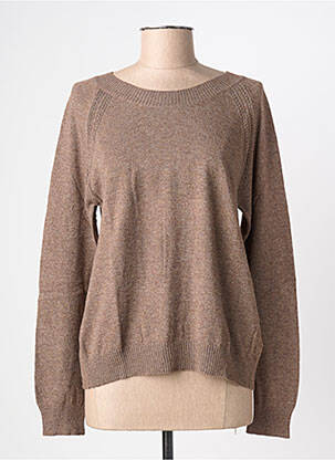 Pull tissage chiné manches longues marron YERSE femme