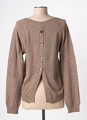 Pull tissage chiné manches longues marron YERSE femme
