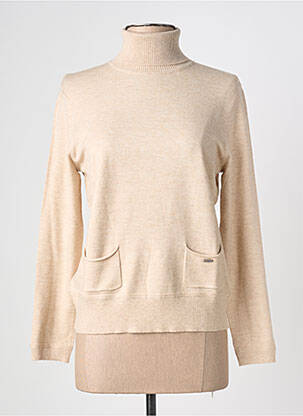 Pull tissage chiné manches longues beige MD'M femme