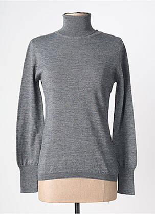 Pull col roulé tissage chiné manches longues gris YERSE femme