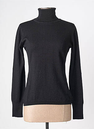 Pull col roulé coupe ajustée manches longues noir YERSE femme