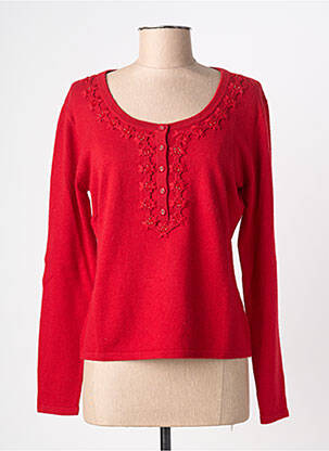 Pull coupe cintrée manches longues rouge FINETTE femme