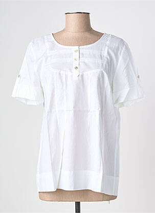 Blouse tissage popeline manches courtes blanc ARMOR LUX femme