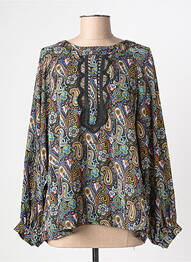 Blouse fermeture boutonnée au dos manches longues noir AN' GE femme