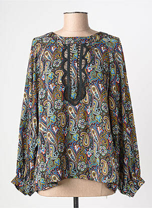 Blouse fermeture boutonnée au dos manches longues noir AN' GE femme