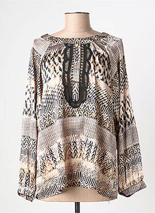 Blouse fermeture boutonnée au dos manches longues beige AN' GE femme