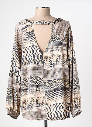 Blouse fermeture boutonnée au dos manches longues beige AN' GE femme