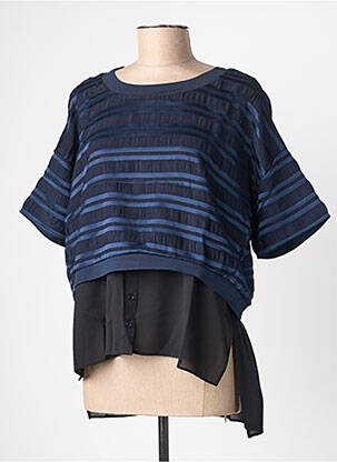 Tunique manches courtes tissage crêpe bleu AN' GE femme