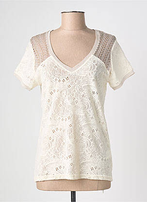 Top stretch manches courtes beige AN' GE femme