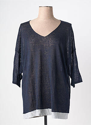 Pull tunique manches 3/4 manches 3/4 bleu GIULIA B. femme